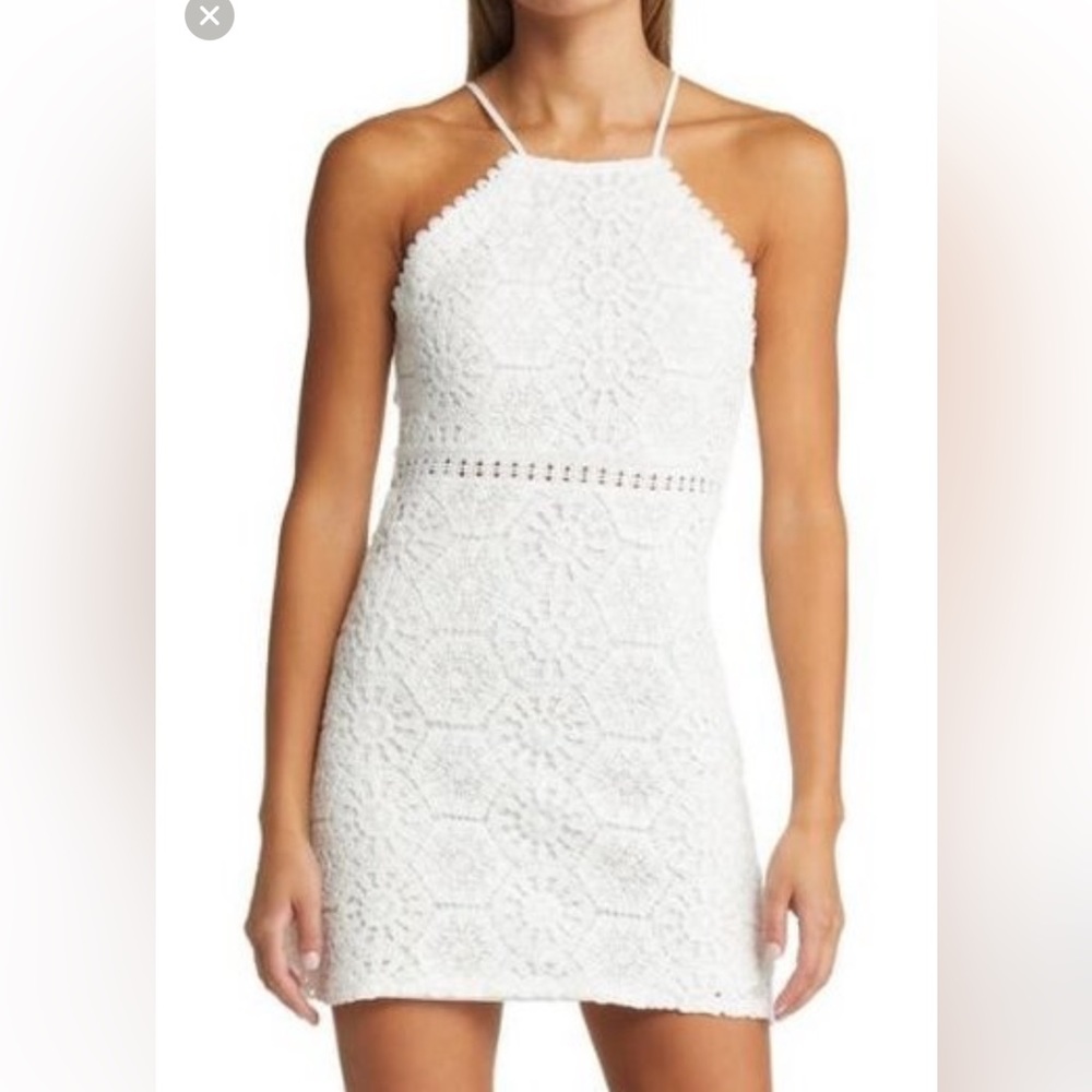Open Edit Crochet Halter Dress
